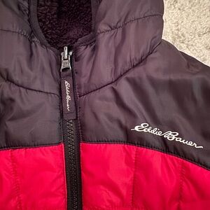 Eddie Bauer Kids Red Reversible Jacket (Quilted Nylon/Fleece)